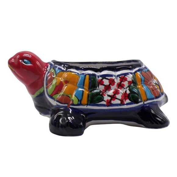 Talavera Turtle Planter Animal Pot Mexican Pottery Folk Art Multicolor 11" - Picture 1 of 9